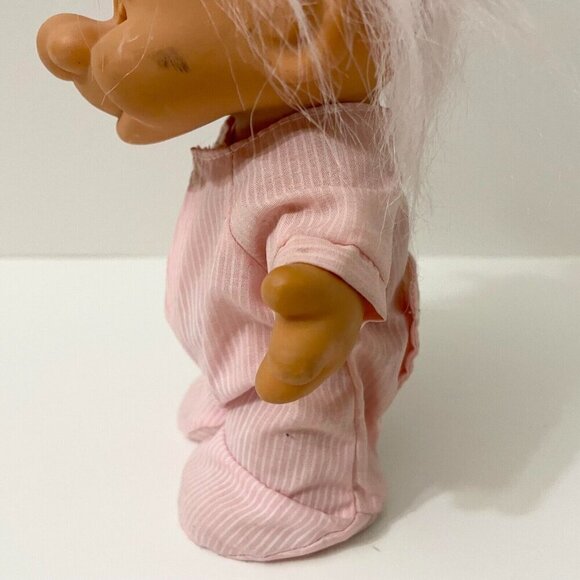 Vtg Russ Bedtime Sleepy Troll Doll Pajamas Pink Stripe Nightcap 8 Inch Tall - Picture 7 of 16